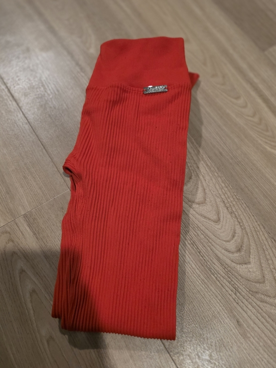 Bombshell Sportswear Pants - Bombshell Sportswear Red Ribbed Leggings